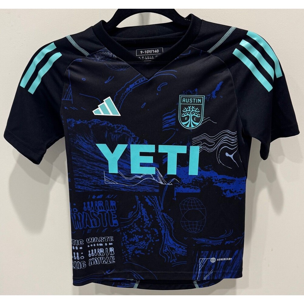 Austin FC - Adidas Earth Day End Plastic Waste Jersey - Youth 9-10Y/140 - RARE